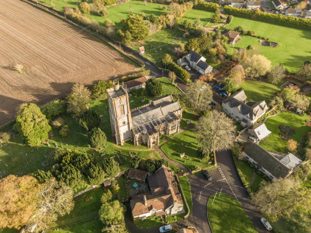 Drone view of on the England village of Olney
