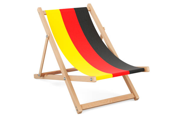 Deckchair with German flag. Germany vacation, tours, travel packages, concept. 3D rendering isolated on white background