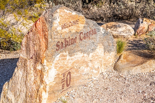 Sabino Canyon, AZ, USA - March 31, 2022: A welcoming signboard at the entry point of park