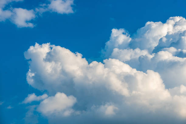 istock Blue sky with white big cloud. Big clouds on sky soft clear 1443230132
