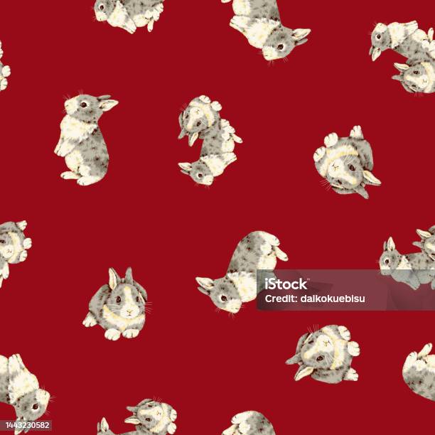 Hand Drawn Cute Rabbit Seamless Pattern Stock Illustration - Download ...