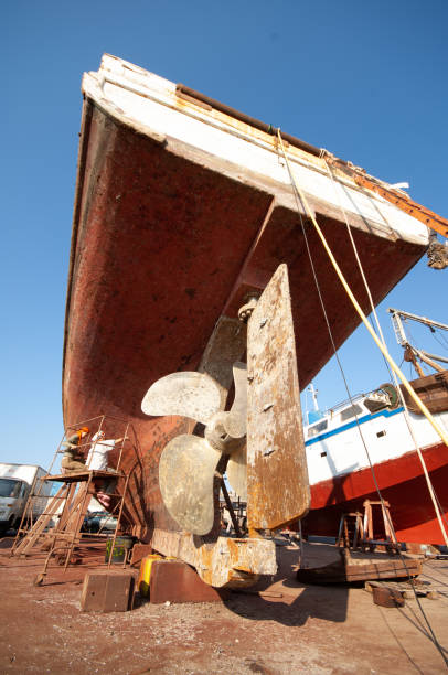 istock stern of a boat with a huge propeller 1443235867