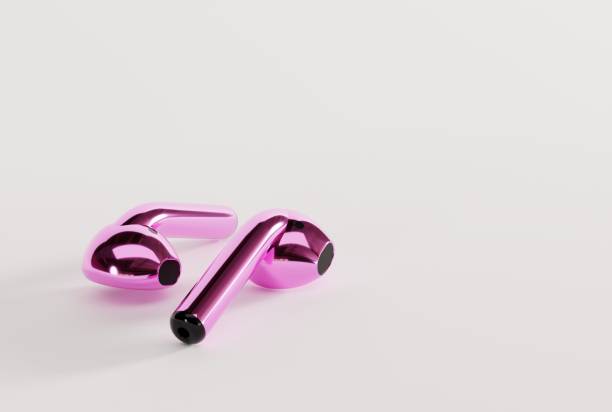 istock Wireless earbuds, earphones on a light background. 1443236697