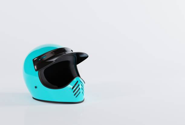 istock Motorcyclist helmet on a light background. 1443236870