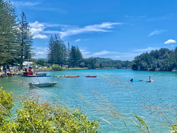 Water Activities on Summer River stock photo