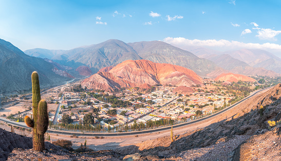 panoramic view of purmamarca native town in northern argentina