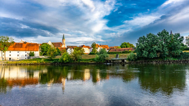 istock Beautiful and colourful sunset scenery next to the Danube river 1443241081