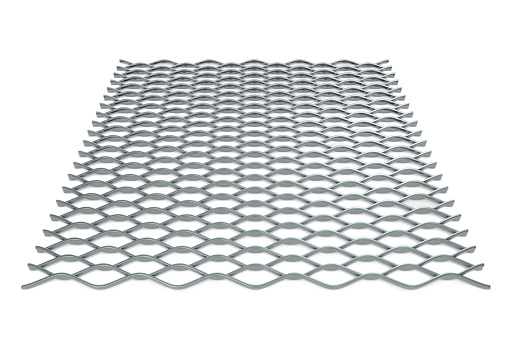 Standard (Raised) Expanded Metal grid top view - 3d rendering