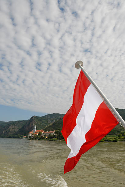 istock Austrian Flag on a ship of the danube 144324207