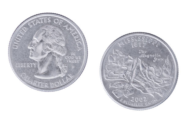 istock Mississippi 2002D State Commemorative Quarter isolated on a white background 1443243364