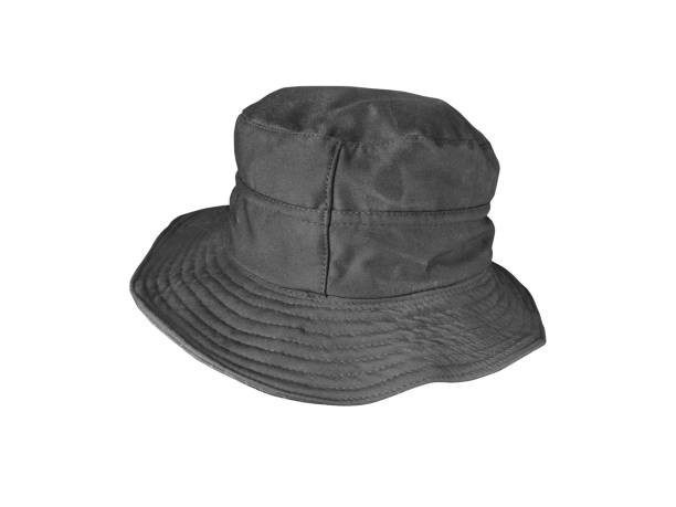 istock Black bucket hat isolated on white 1443243957