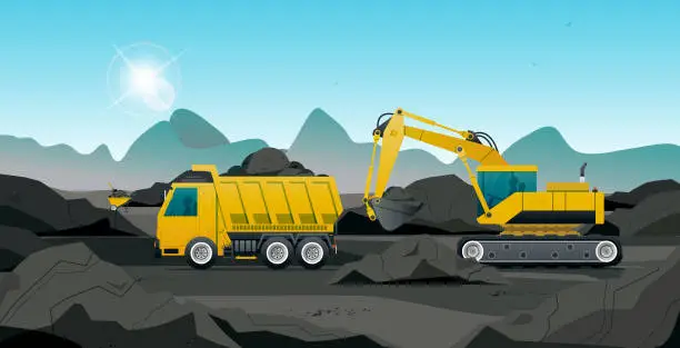 Vector illustration of Coal transport.