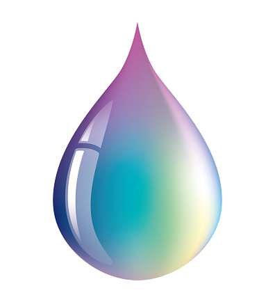 Vector Illustration of a Beautiful Iridescent Colourful Drop of Water