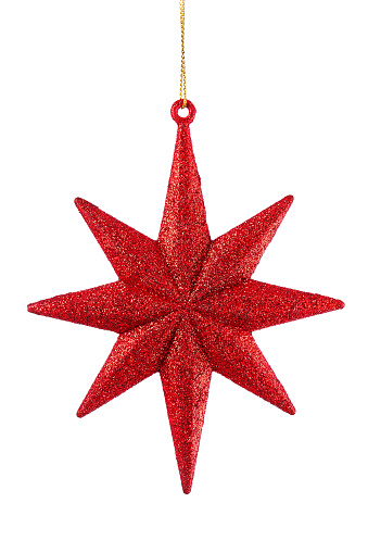 Christmas tree red star, holiday ornament decoration