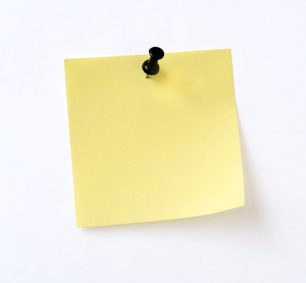 isolated yellow note