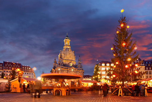 Panoramic view of the Dresden Christmas Market, Germany