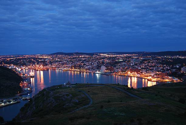 st john's notte paesaggio, terranova - newfoundland foto e immagini stock