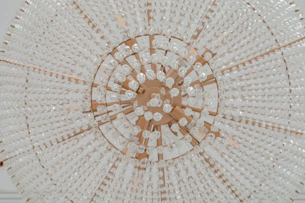 istock Round crystal chandelier on the ceiling 1443253245