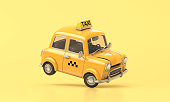 Vintage Yellow Taxi on Yellow background