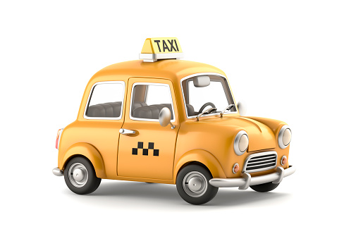 Vintage Yellow Taxi isolated on white background. 3d illustration