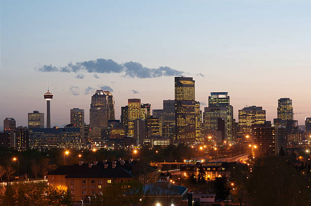 Calgary, Alberta, at sunset stock photo