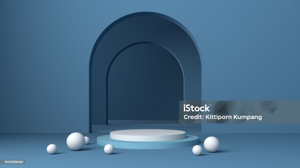 background vector 3d blue rendering with podium minimal blue pastel scene, minimal abstract background 3d rendering abstract geometric shape blue pastel, 3D stand pedestal background for show product Abstract Stock Photo