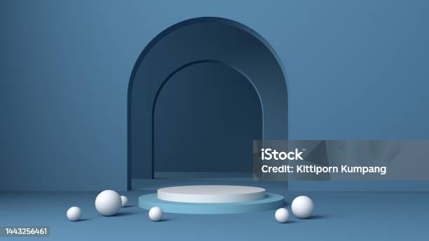 Background Vector 3d Blue Rendering With Podium Minimal Blue Pastel Scene Minimal Abstract Background 3d Rendering Abstract Geometric Shape Blue Pastel 3d Stand Pedestal Background For Show Product Stock Photo - Download Image Now