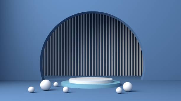 istock blue and gold pastel scene, minimal abstract background 3d rendering abstract geometric shape blue pastel, 3D stand pedestal background for show product 1443256916