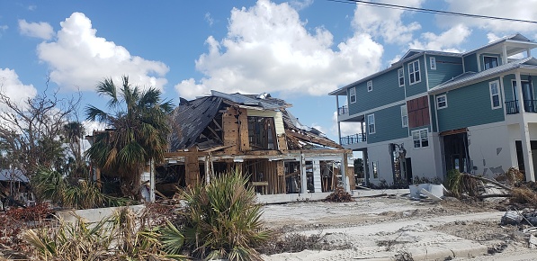 Home destroyed by the storm surge