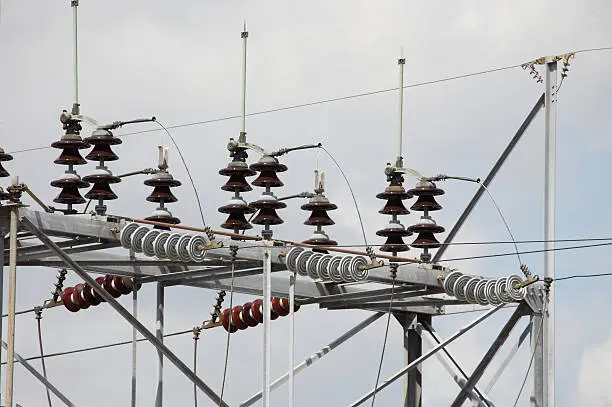 High voltage electrical insulators at power substation