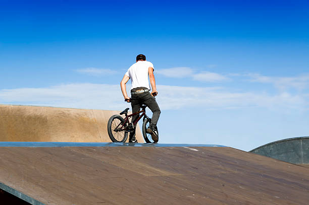 Young man on a bmx bicycle stock photo