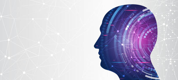 istock The abstract face of artificial intelligence. Head silhouette with particles on a dark blue background, data analysis, data science. Digital brain, vector software digital code. Network interpretation 1443262838