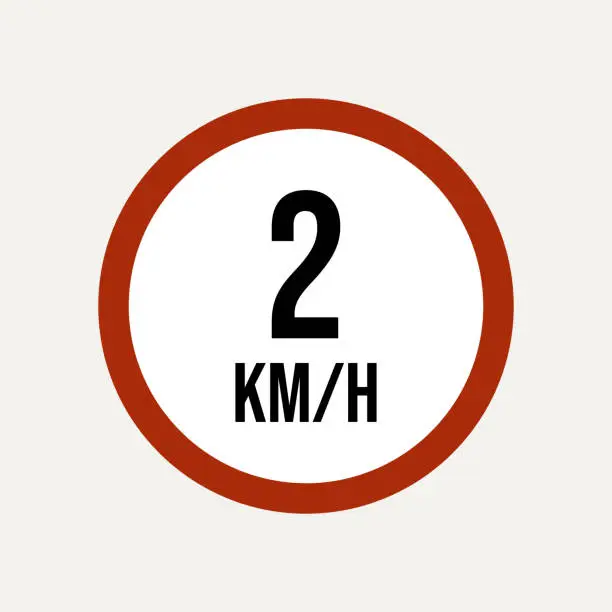 Vector illustration of road signs in traffic 2 km