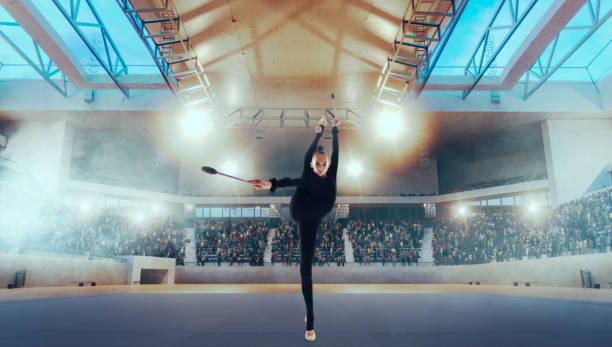 istock Rhythmic gymnast in professional arena 1443266418
