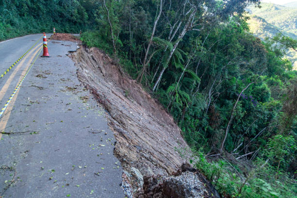 istock asphalt road damaged by a landslide in a mountain area 1443266468