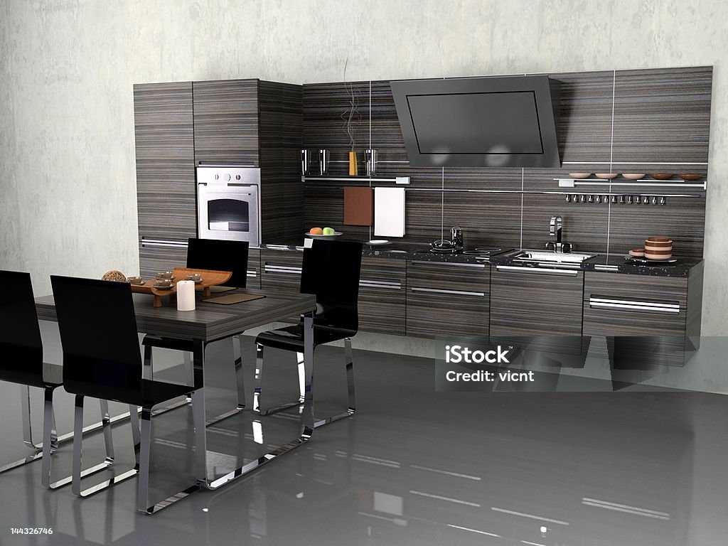 A cozinha moderna - Foto de stock de Apartamento royalty-free