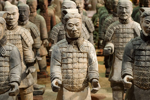 Chinese Tomb Warriors The Tomb Warrior Statues of the Chinese Qin Dynasty protect their emperors. terracotta soldiers stock pictures, royalty-free photos & images