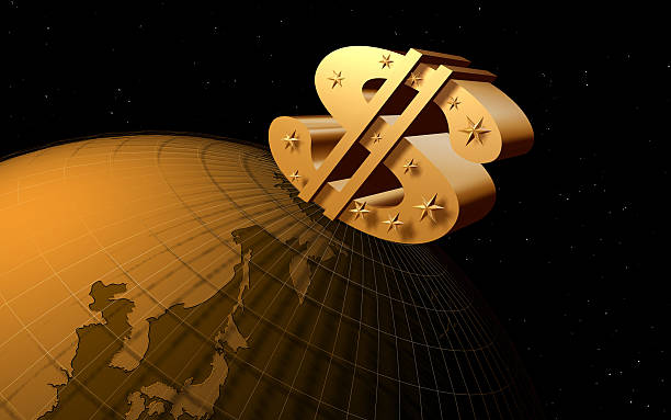 Dollar starring on the earth stock photo