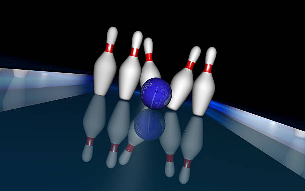 Ball aiming the dumbbells on a blue background stock photo