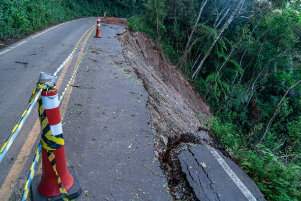 istock asphalt road damaged by a landslide in a mountain area 1443269614