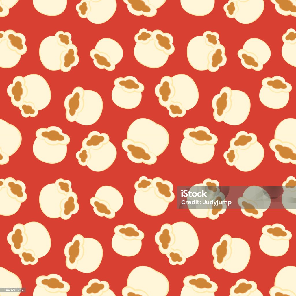 Simple Popcorn Background Pattern Popcorn Pattern Popcorn Vector On Red Background Stock Illustration ...