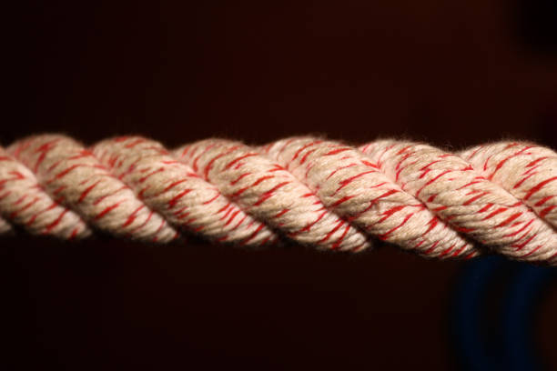 istock Training Rope made of white and red ropes on a blurred dark background 1443272689