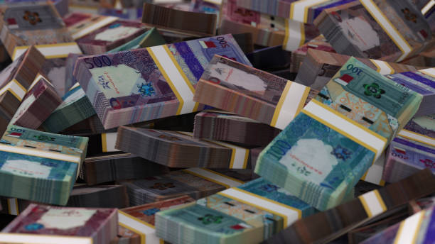 istock Qatar Riyal Banknotes Money, Currency close up, QAR, QR - 3D Render 1443272802