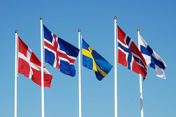 scandinavian bandeiras - países nórdicos - fotografias e filmes do acervo
