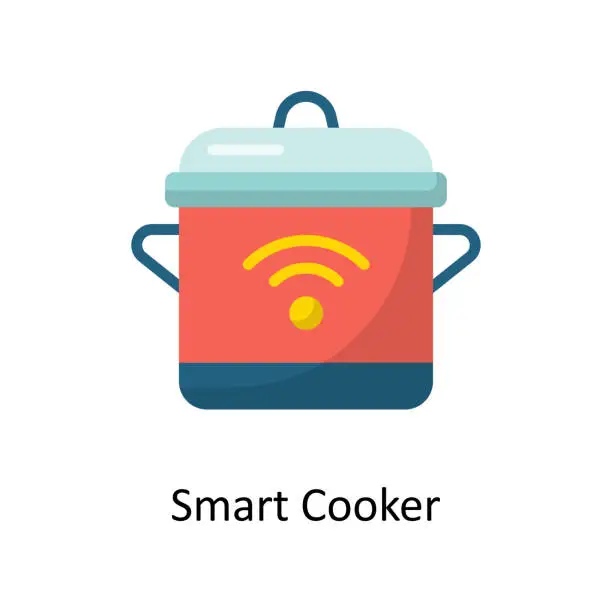 Vector illustration of Smart Cooker Vector Flat Icon Design illustration. Housekeeping Symbol on White background EPS 10 File