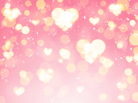 Valentines Shiny Pink Glitter Background With Hearts Shaped Bokeh
