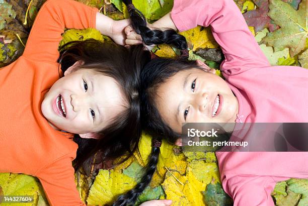 Laying In The Leaves Stock Photo - Download Image Now - American Culture, Asian and Indian Ethnicities, Autumn
