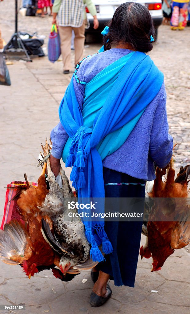 Mayan mulher com frango - Foto de stock de Abatedouro royalty-free