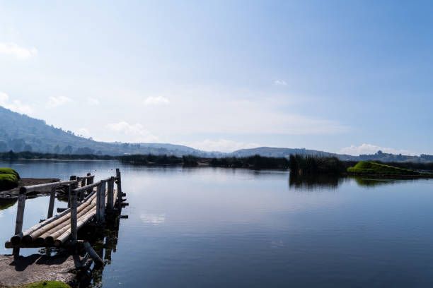 istock Minimalist landscape, water, sky, moon, mountain 1443285116