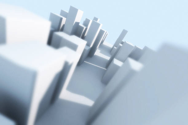 3D buildings with DOF (stilyzed) stock photo